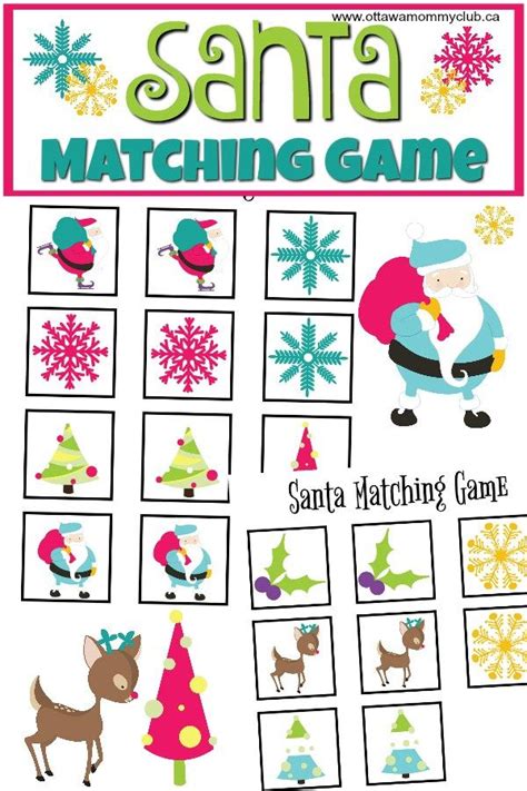 Santa Matching Game With Printables Christmas Crafts For Kids