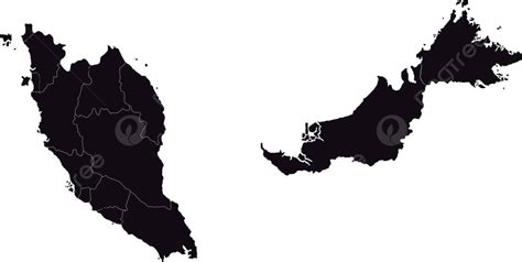 Black Malaysia Map Region Malaysian Design Vector Region Malaysian
