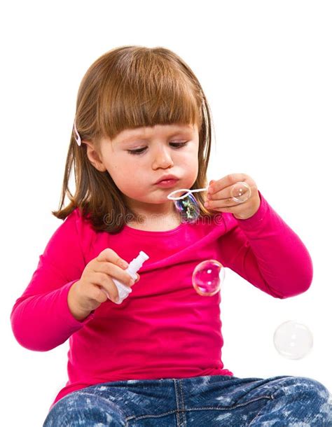 Happy Little Girl Blowing Bubbles Stock Image Image Of Enjoyment