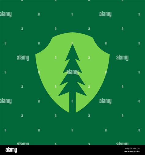 Green Shield With Pines Tree Forest Logo Design Vector Graphic Symbol