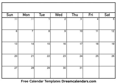 Blank Calendar Template Free Calendar Template Blank Monthly Calendar Template Blank