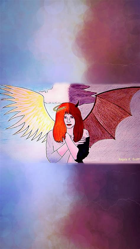 Angel Devil Girl Art Good And Bad Good Vs Evil Gothic Woman Half