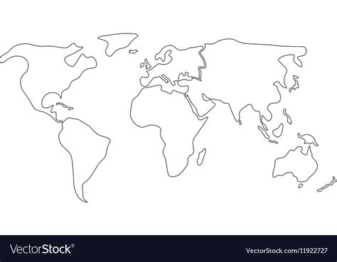 Simplified World Map Divided To Continents Simple Vector Image