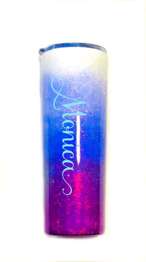 Purple Ombre Holographic Glitter Tumbler Personalized You Etsy