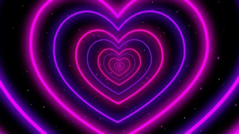 Neon Lights Love Heart Tunnel Particles Background 4k 60fps Tunnel Background Youtube