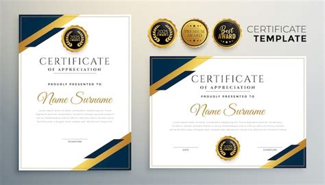 Free Vector Professional Diploma Certificate Template In Premium Style