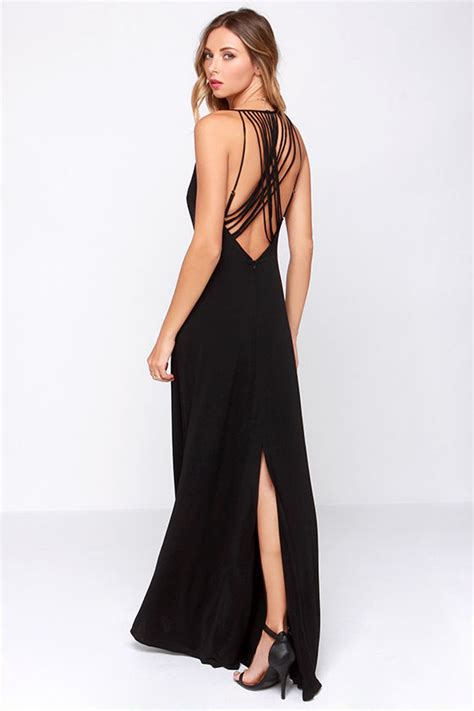Pretty Black Dress Maxi Dress Strappy Dress 7700 Lulus