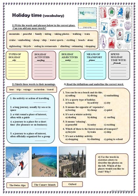 Holiday Time Vocabulary Discussion English Esl Worksheets Pdf And Doc