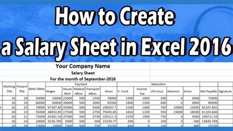 How To Make A Salary Sheet Using Microsoft Excel 2016 Microsoft Excel
