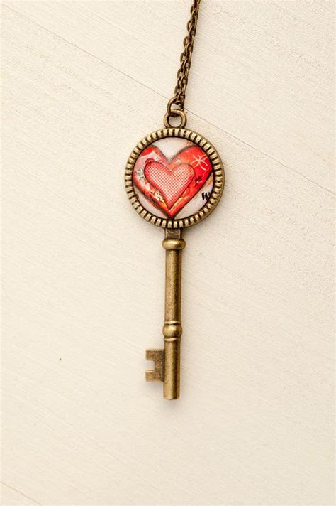Love Necklace Key To My Heart Necklace Red Heart Necklace Etsy In
