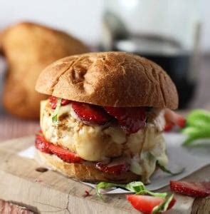 Bison Burgers With Brie Bacon And Caramelized Pears Cooking For Keeps