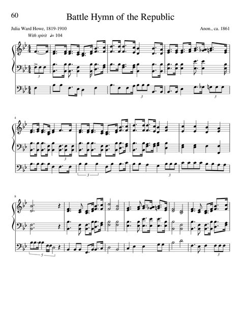 Battle Hymn Of The Republic Sheet Music For Organ Solo