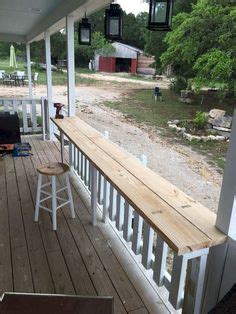 If you are working with wooden railings, you can make top rails from 2x4s or 2x6s. Custom wood bar top! | Landscaping | Deck bar, Deck ...