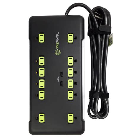 Tricklestar 8 Ft 12 Outlet Surge Protector With Usb Charging Ports