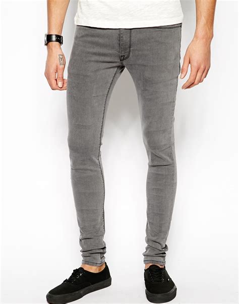 Lyst Asos Extreme Super Skinny Jeans In Light Grey In Gray For Men