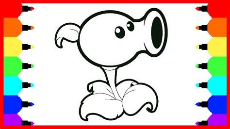 How To Draw Peashooter From Plants Vs Zombies Coloring Book And