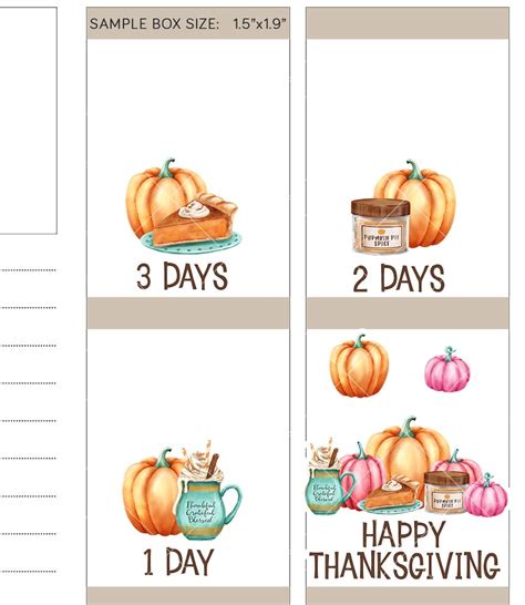 Printable Thanksgiving Countdown Stickers Thanksgiving Etsy