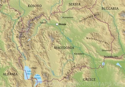 Macedonia Physical Map