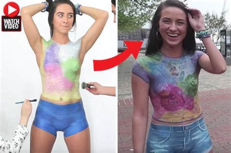 Stunning Brunette Hits Streets Wearing Only Body Paint But Then It Starts Raining Daily Star