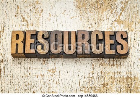 Stock Illustration Of Resources Word In Wood Type Resources Word In