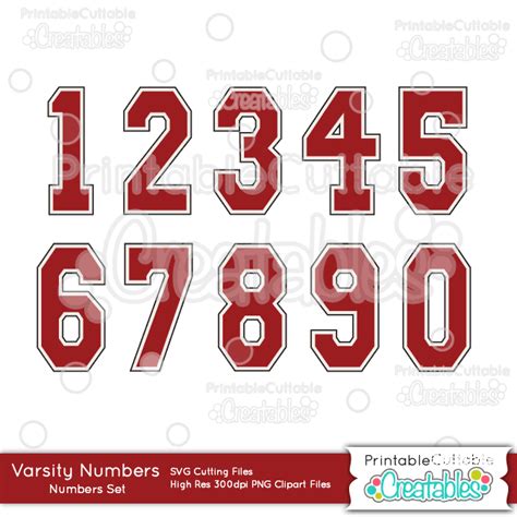 Varsity Numbers Free Svg Cut Files And Clipart Set