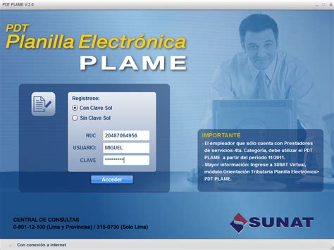 Pdt Planilla ElectrÓnica Plame Clase Contable