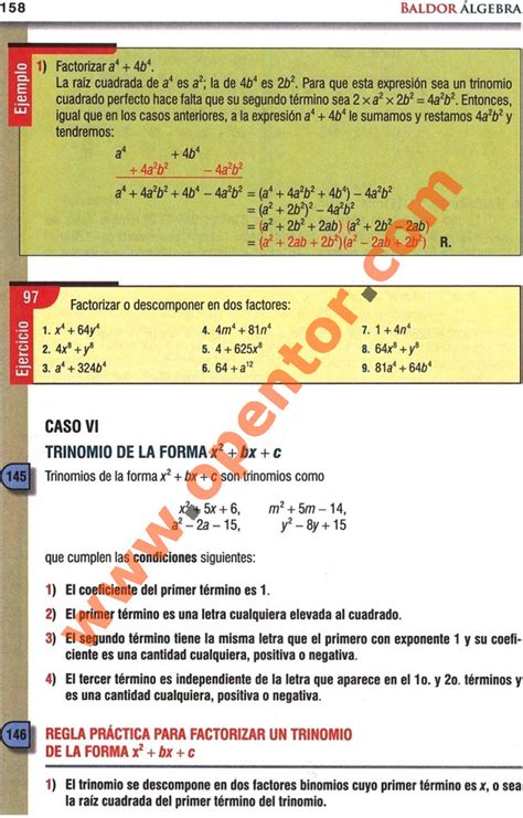 Baldor algebra ejercicios resueltos.pdf 3.34mb. Ejemplos Trinomio De La Forma X2bxc Ejercicios Resueltos ...