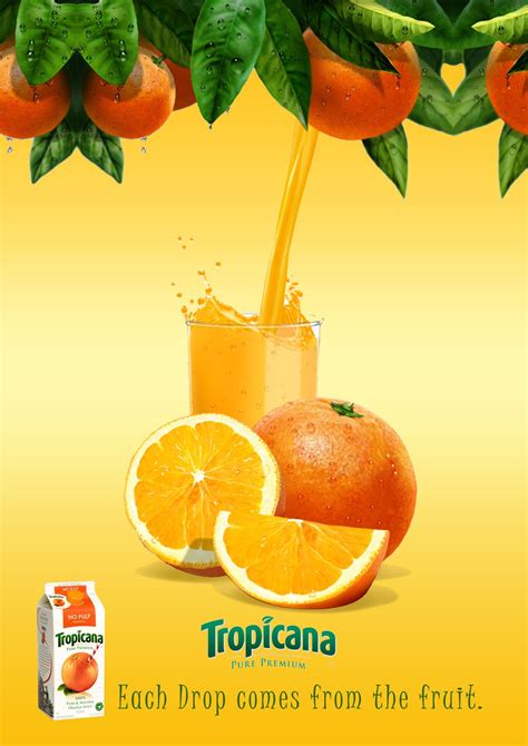 An Advertisement With Oranges And Juice On The Side For Tropicanas