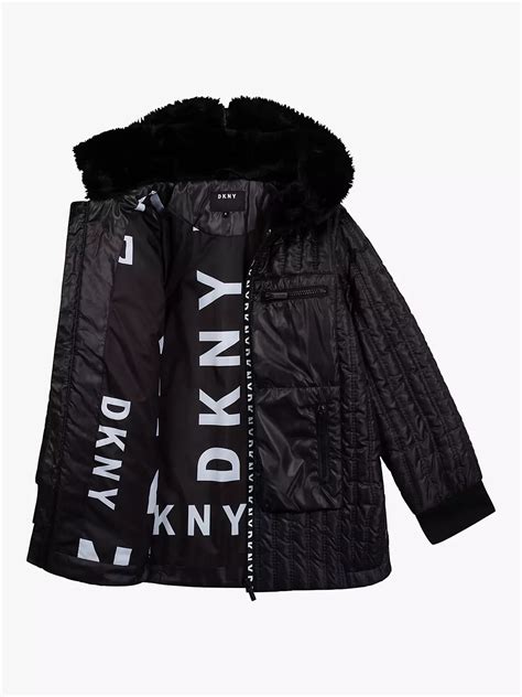 Dkny Kids Hooded Parka Jacket Black At John Lewis And Partners