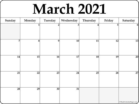 March 2020 Blank Calendar Templates