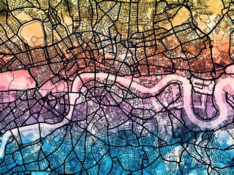 London Map Art Print Street Map Of London England 2077 Etsy Uk