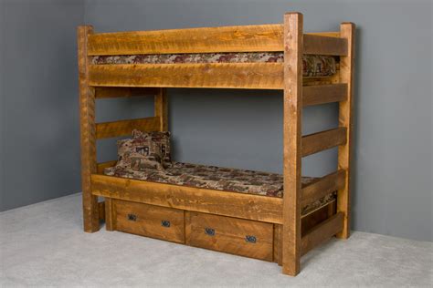 Barnwood Bunk Bed With Drawers Viking Log Furniture