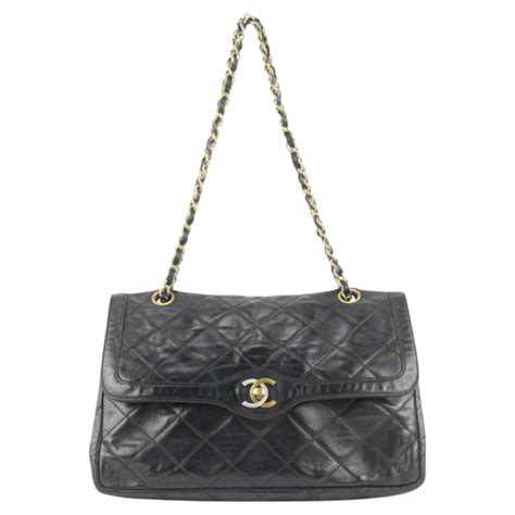 Chanel Rare Quilted Black Lambskin Limited Cc Classic Chain Flap Bag