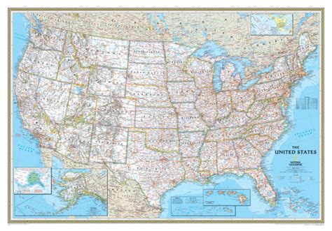National Geographic United States Us Classic Paper Wall Map Small Orig