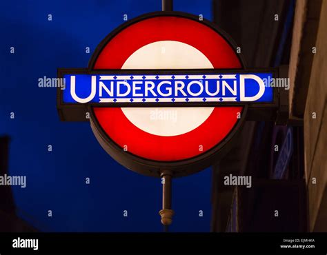 St Jamess Park Underground Station Sign At Night London Stock Photo