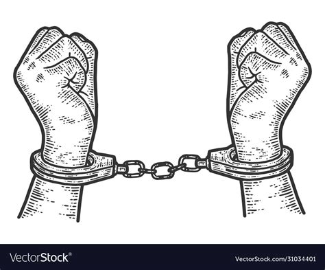 Offender Male Hands In Handcuffs Sketch Scratch Vector Image