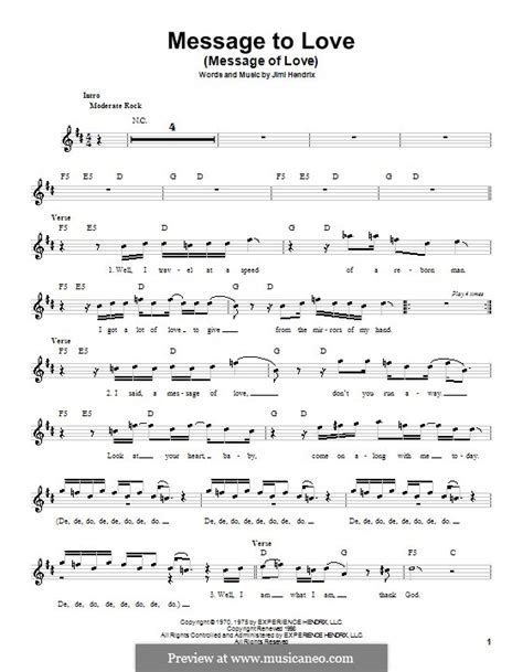 Message To Love Message Of Love By J Hendrix Sheet Music On Musicaneo