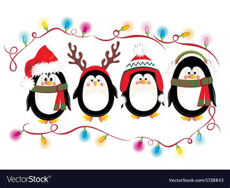 Merry Christmas Card With Penguins Royalty Free Vector Image