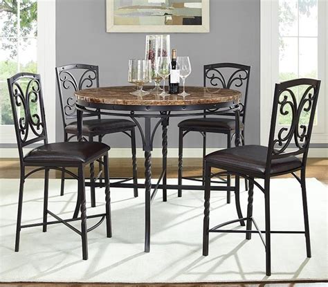 Marble pub table from time to time. Bernards Tuscan 5-Piece Round Counter Table with Faux ...