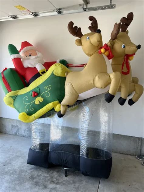 Gemmy 8’ Santa Reindeer “floating” Sleigh Lighted Christmas Inflatable Airblown 59 95 Picclick