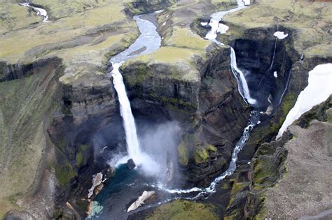 Háífoss Suðurland Waterfall Aerial Photograph Favorite Places