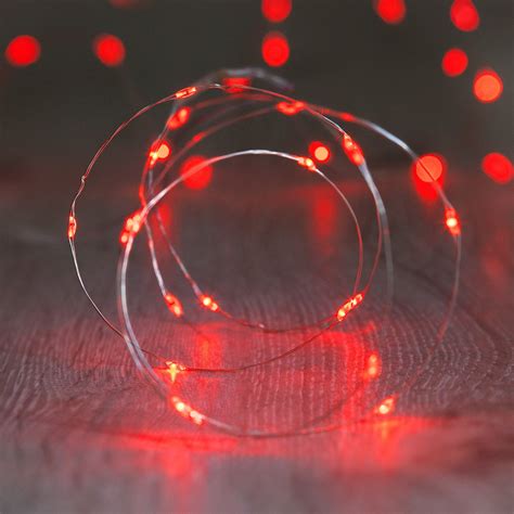 20 Red Led Micro Battery Fairy Lights Uk