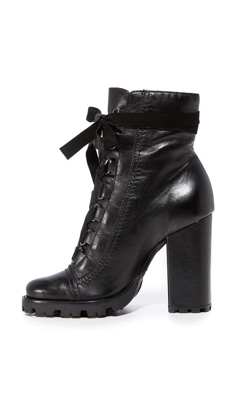 schutz leather lisie bow platform boots in black lyst