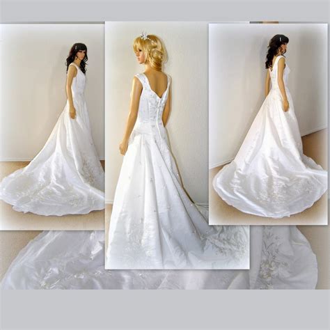 Amy Lee Hilton Bridal Royal Wedding Dress Sweep Gown Embroidery Pearls