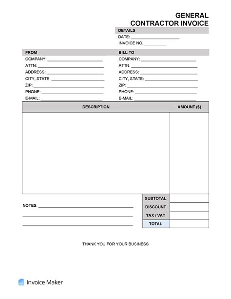 Independent Contractor 1099 Invoice Template Invoice Maker