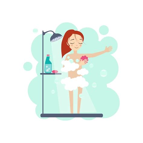 Premium Vector Woman Taking A Shower