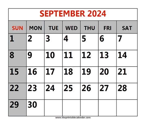 September 2024 Printable Calendars