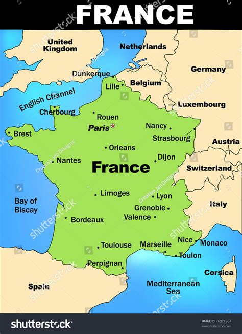 Detailed Illustrated Map France Stock Vector 26071867