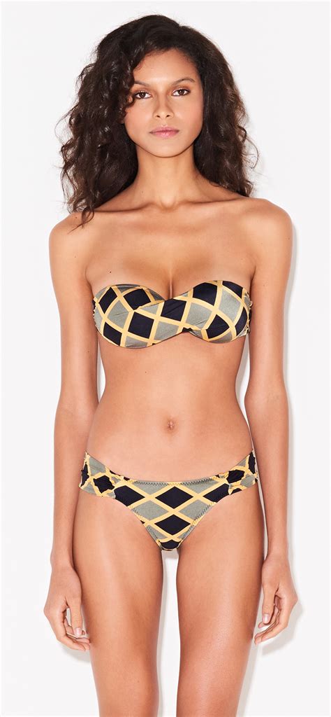 two piece swimwear geometric khaki print bandeau bikini band jamaica