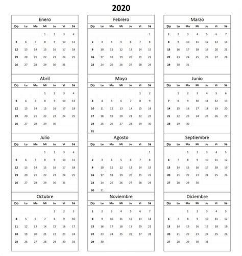 Calendario 2020 Chile Con Feriados Para Imprimir Pdf